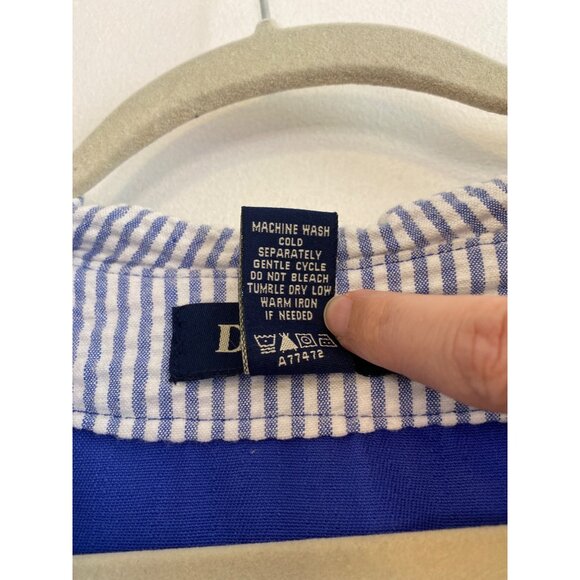 Denim & Co. Blue Hooded Zip-Up Jacket With Striped Lining Medium 100% Cotton - Picture 8 of 8